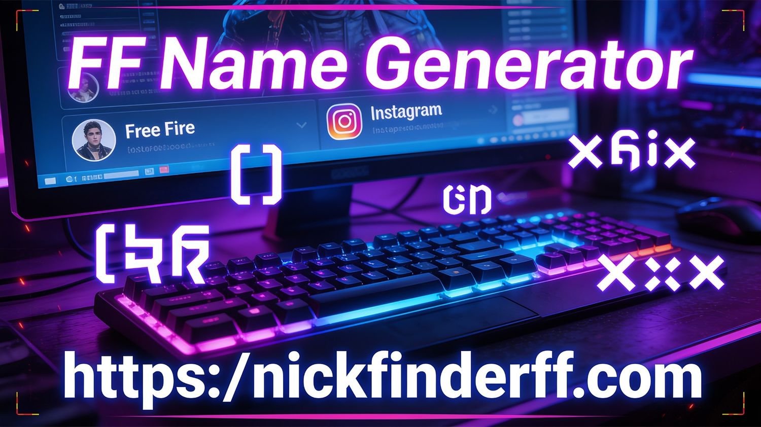 nickfinderff Tool - Gaming Setup with Free Fire and Instagram Stylish Names