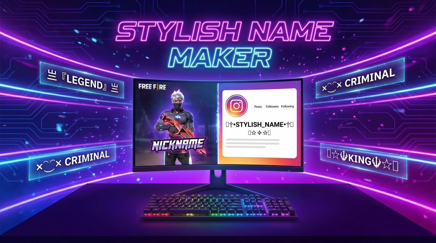 Stylish Name Maker Tool - Gaming Setup with Free Fire and Instagram Stylish Names